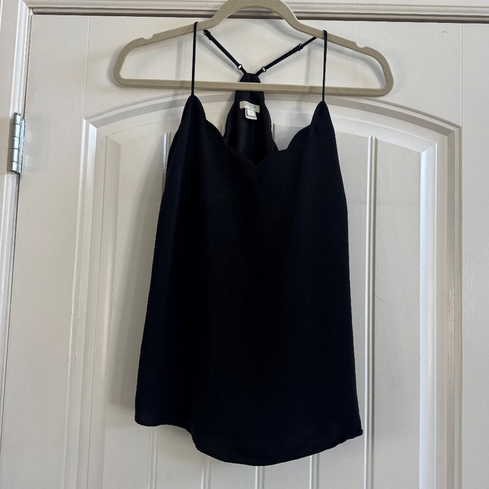 JCrew Black Scalloped Flowy Camisole